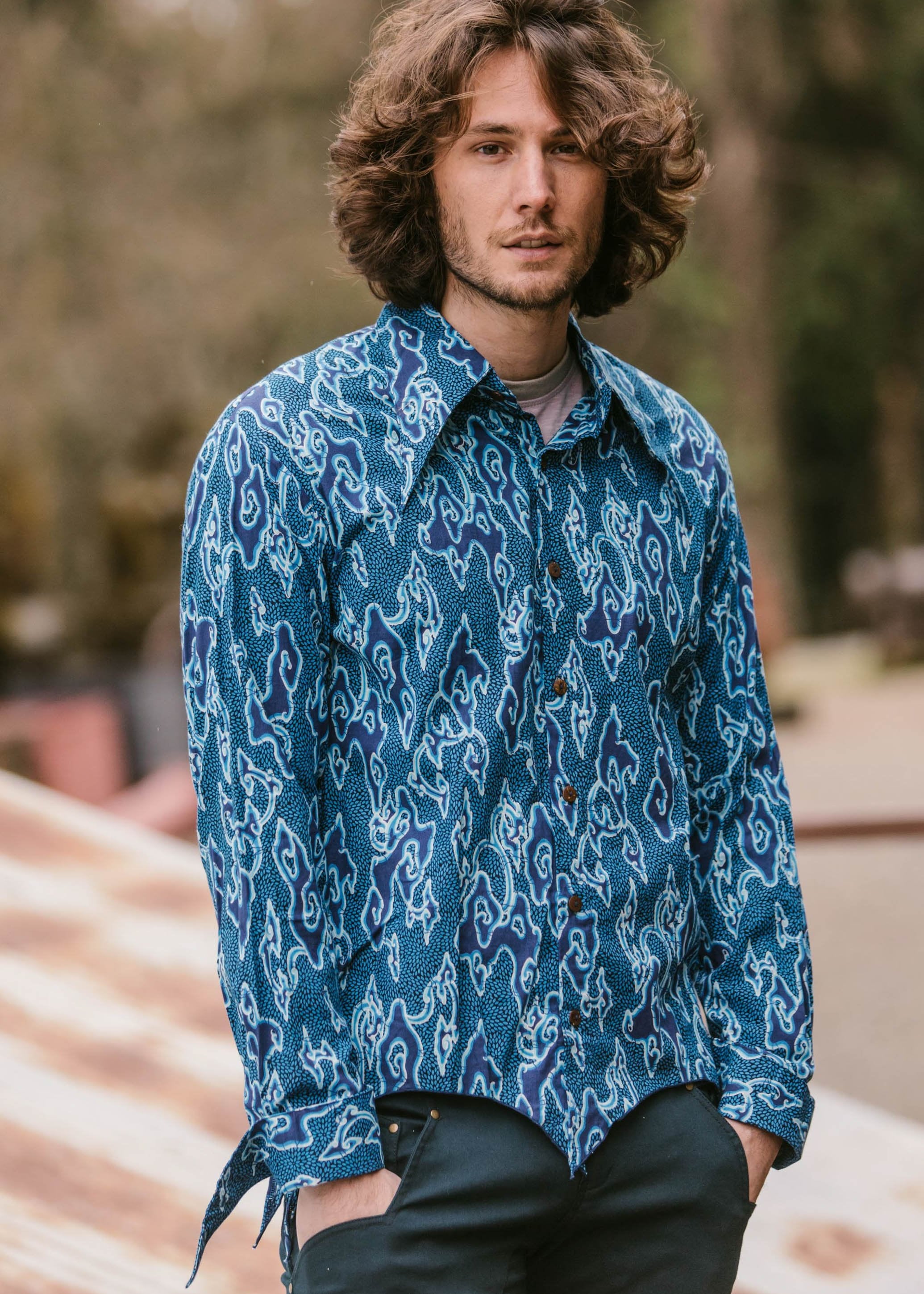 batik dress shirt Modern Premium Long Sleeve Men's Batik Shirt from Indonesia