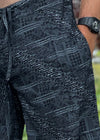 Batik Shorts - Black Gray Abstract